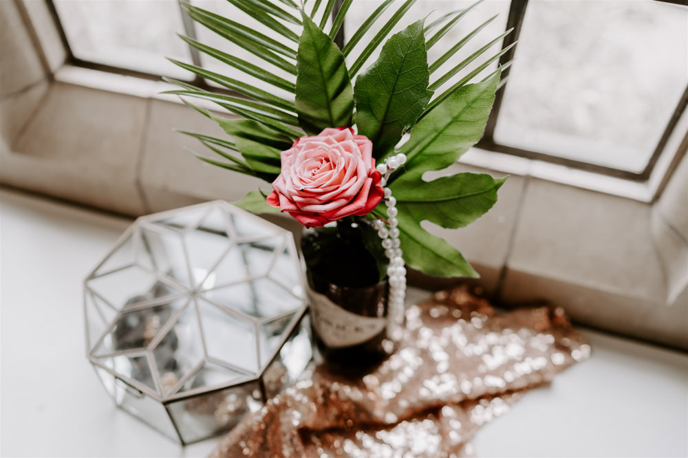 Gin Bottle Flowers 1920s Wedding Ideas Gina Fernandes Photography