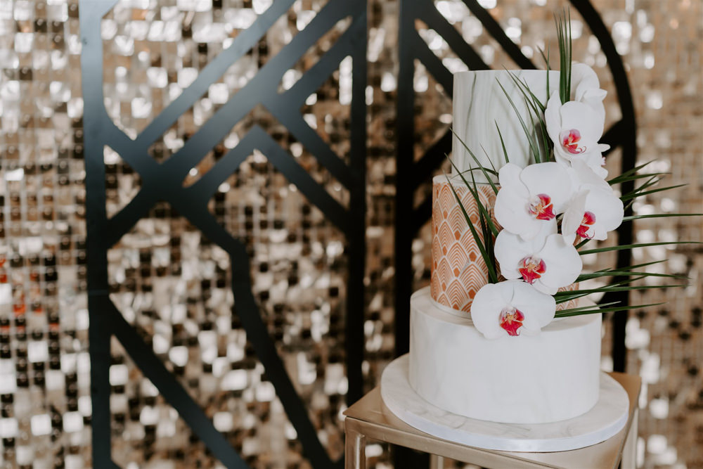 Peacock Feather Orchid Cake 1920s Wedding Ideas Gina Fernandes Photography