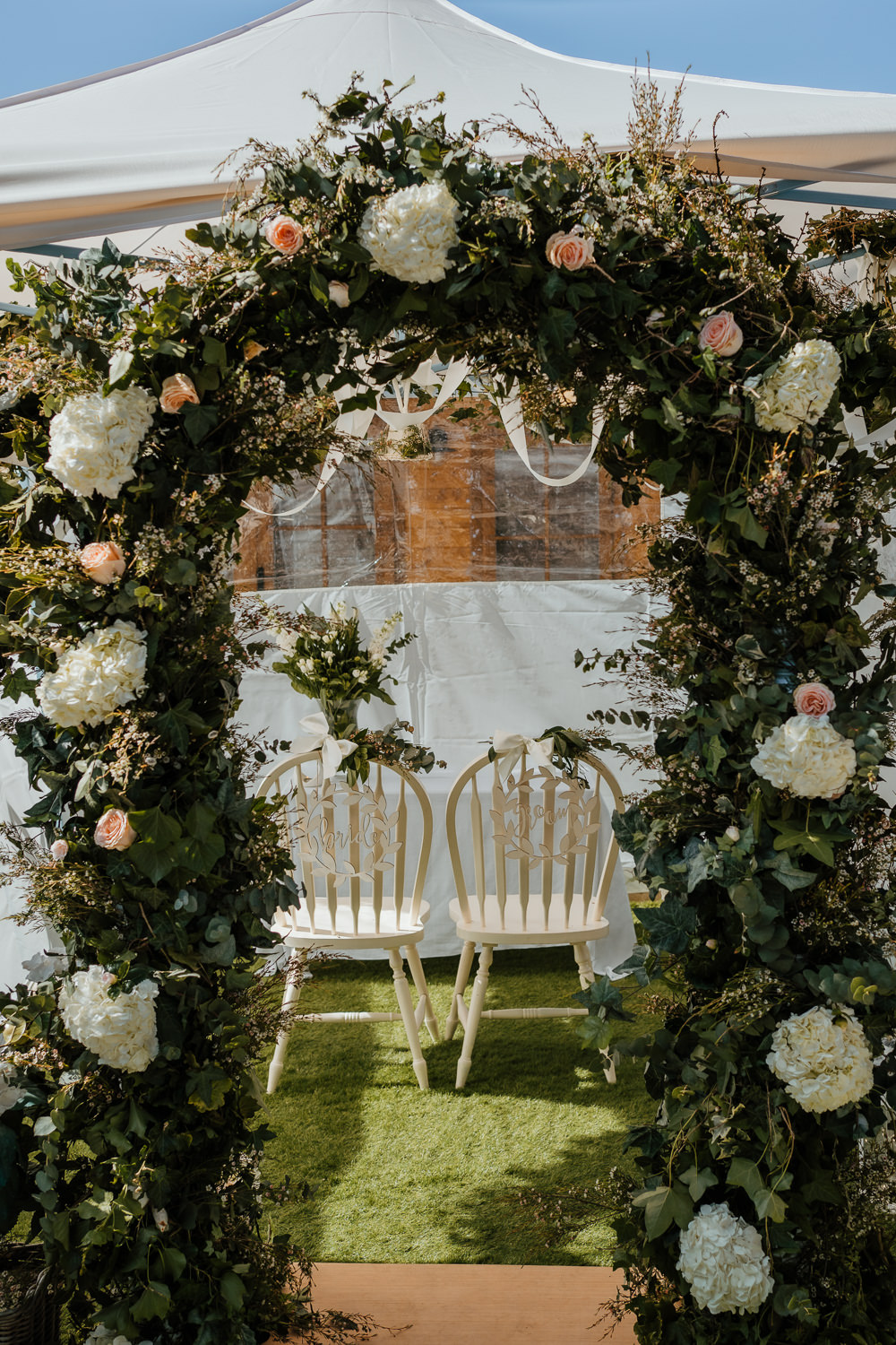 Flower Arch Greenery Rose Afternoon Tea Wedding Beans On Toast For Two