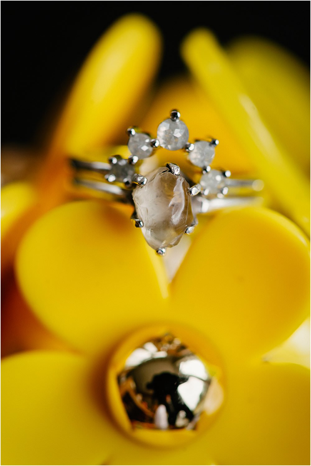 Raw Grey Diamond Engagement Ring Band Athelington Hall Wedding Lily Sawyer Photography