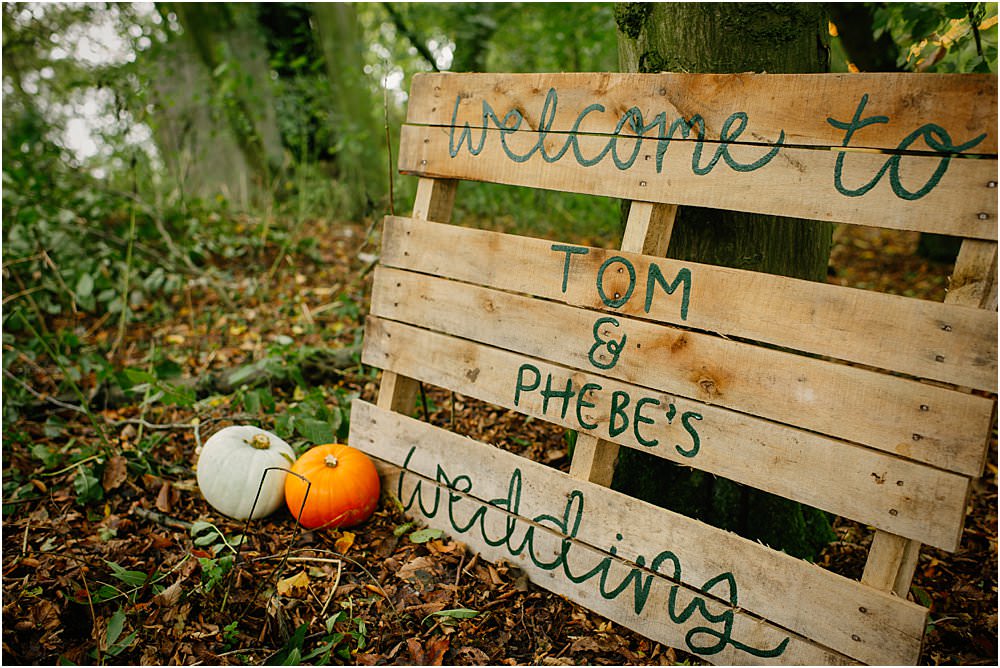 Wooden Pallet Sign Pumpkins Athelington Hall Wedding Lily Sawyer Photography