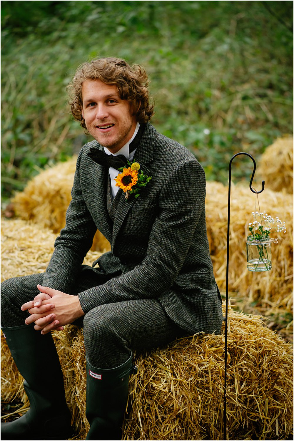 Groom Suit Bow Tie Wellies Athelington Hall Wedding Lily Sawyer Photography