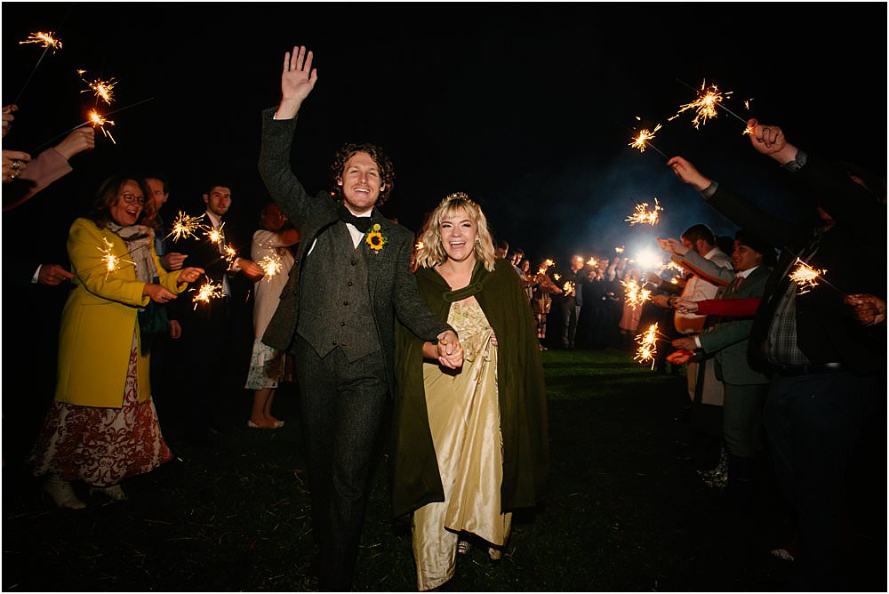 Sparklers Send Off Exit Athelington Hall Wedding Lily Sawyer Photography