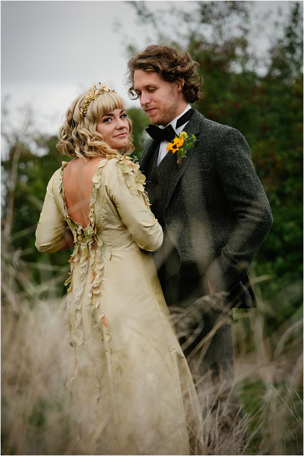 Gold Dress Gown Bride Bridal Petals Flowers Athelington Hall Wedding Lily Sawyer Photography