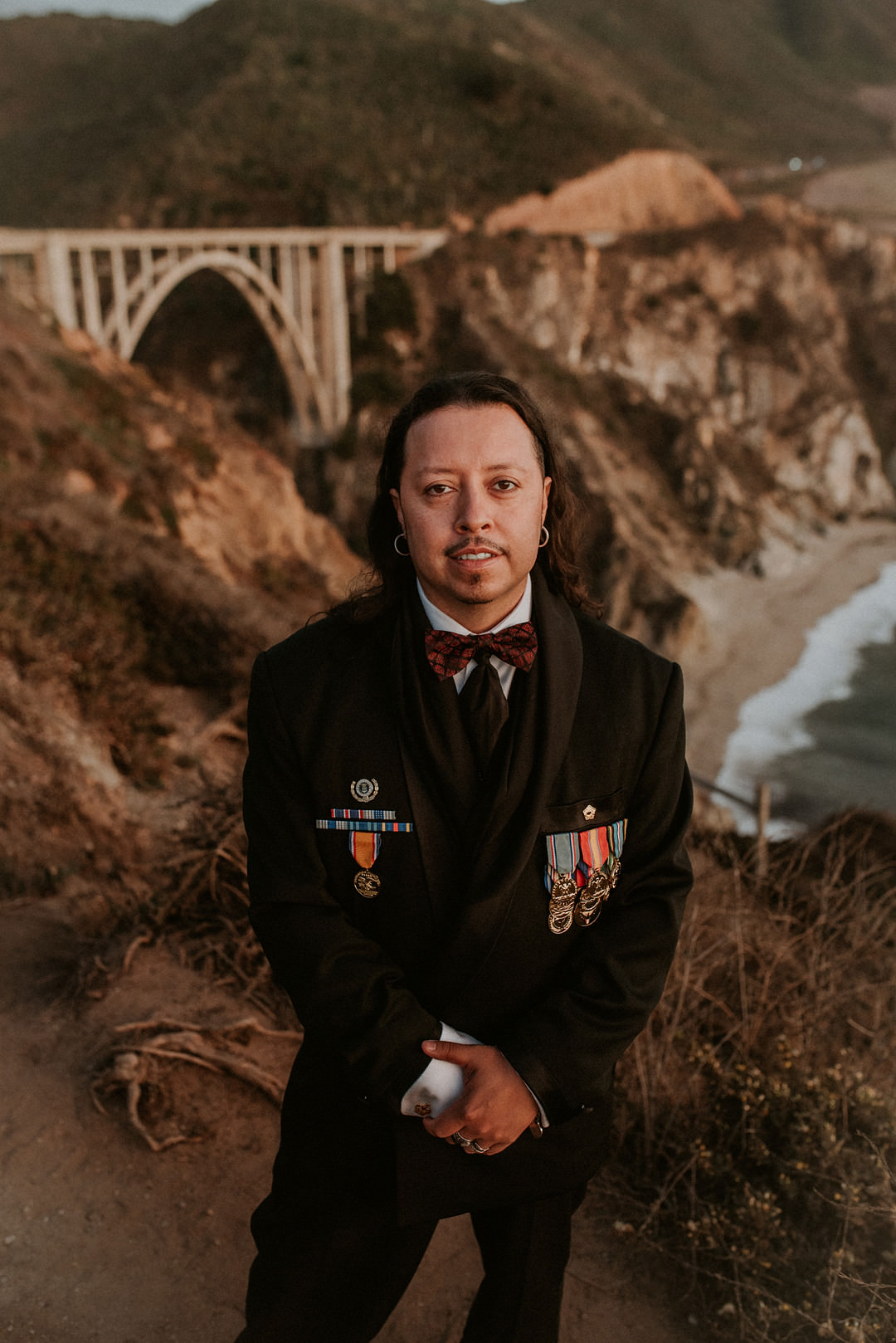 Groom Suit Top Hat Bow Big Sur Elopement Heather K Purdy