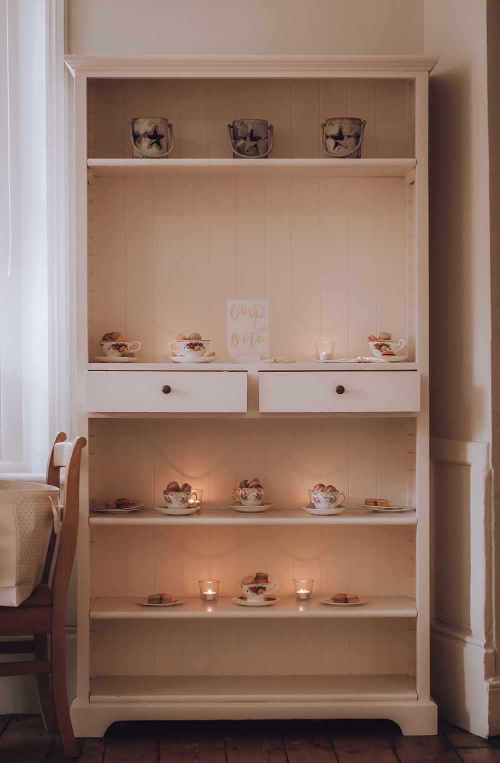Macaron Station Treats Dessert Dresser Blue Pigeons Wedding Charlotte Claricoat Photography