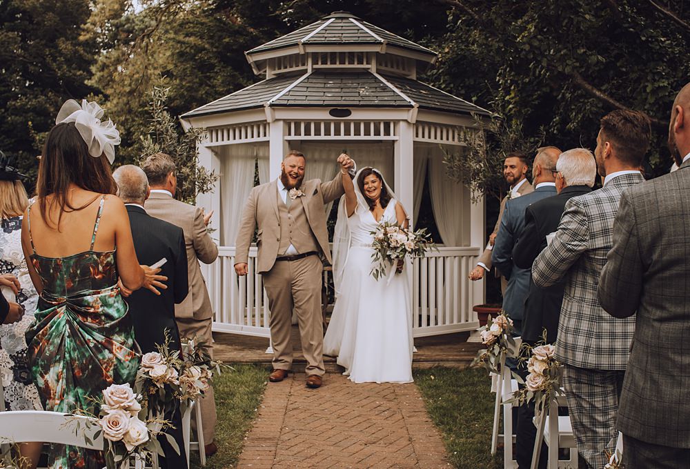 Outdoor Ceremony Pagoda Blue Pigeons Wedding Charlotte Claricoat Photography