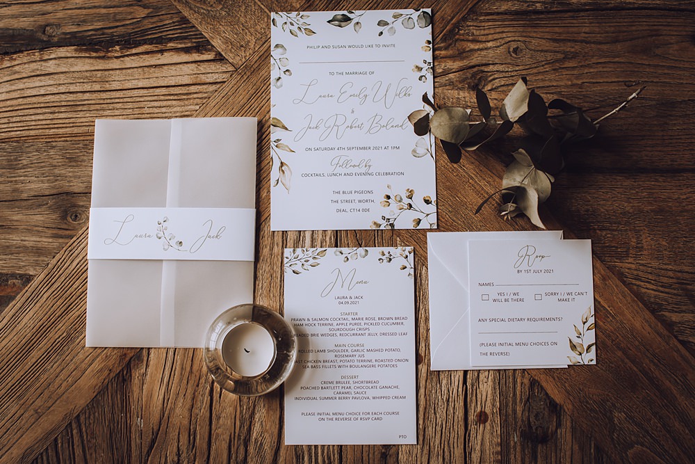 Floral Stationery Invites Invitations Blue Pigeons Wedding Charlotte Claricoat Photography