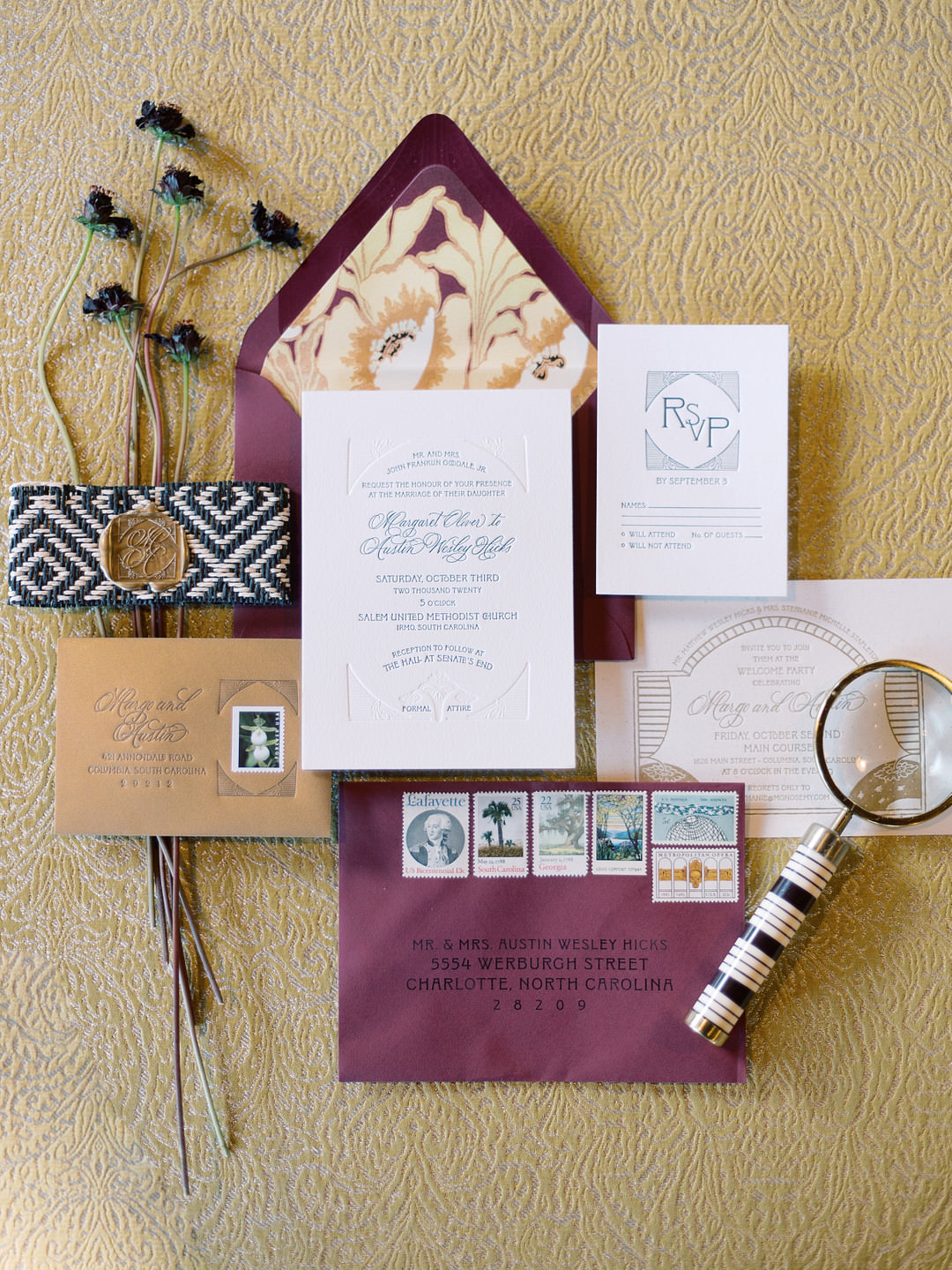 Stationery Invite Invitation Purple Plum Columbia South Carolina Wedding Landon Jacob Productions