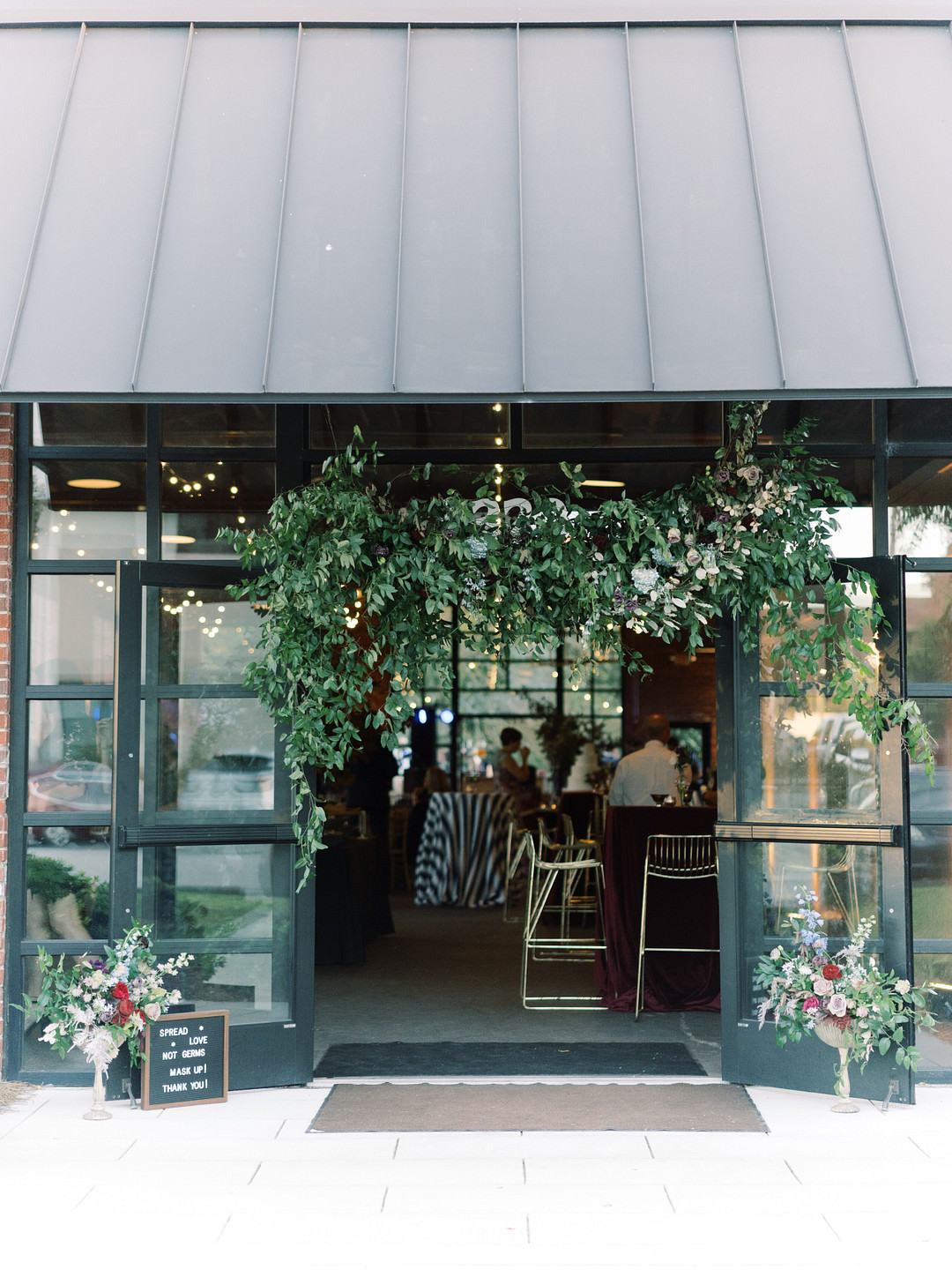 Greenery Flowers Decor Doorway Columbia South Carolina Wedding Landon Jacob Productions