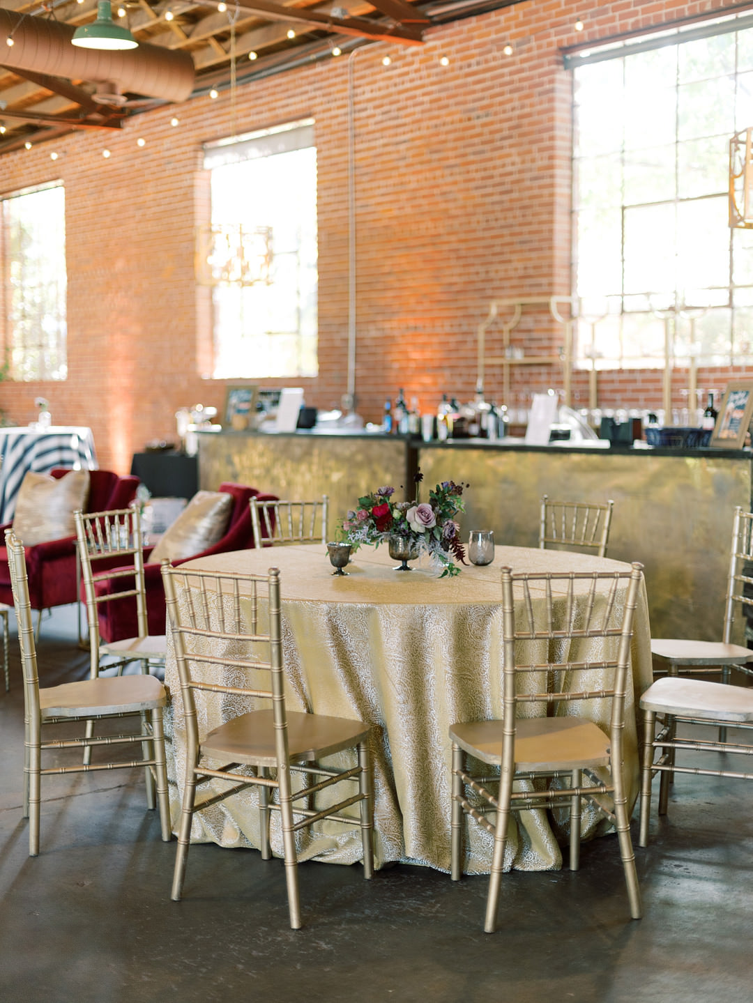 Gold Table Cloth Decor Columbia South Carolina Wedding Landon Jacob Productions