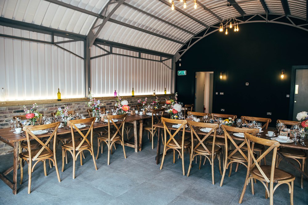 Long Wooden Tables T Shape Essex Barn Wedding Three Flowers Photography