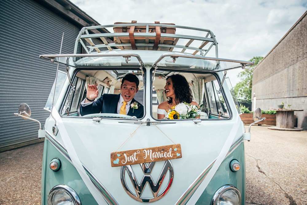 Essex Barn Wedding Three Flowers Photography VW Campervan Transport