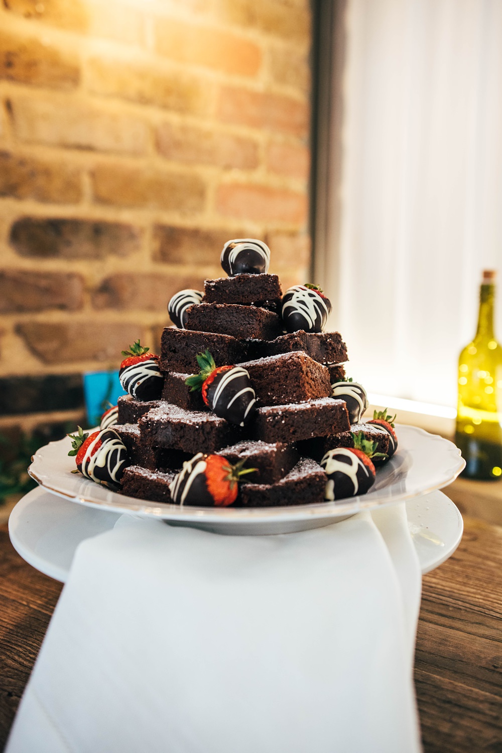 Brownie Stack Cake Tower Essex Barn Wedding Three Flowers Photography