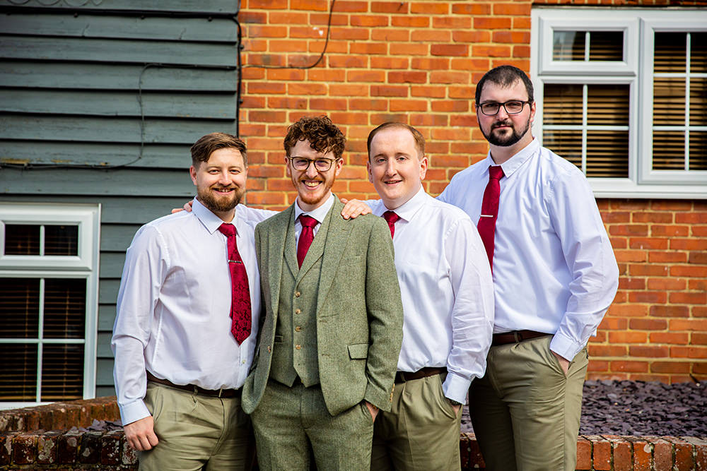 Groom Suit Red Tie Groomsmen Fairy Wedding Holly Driver Photography