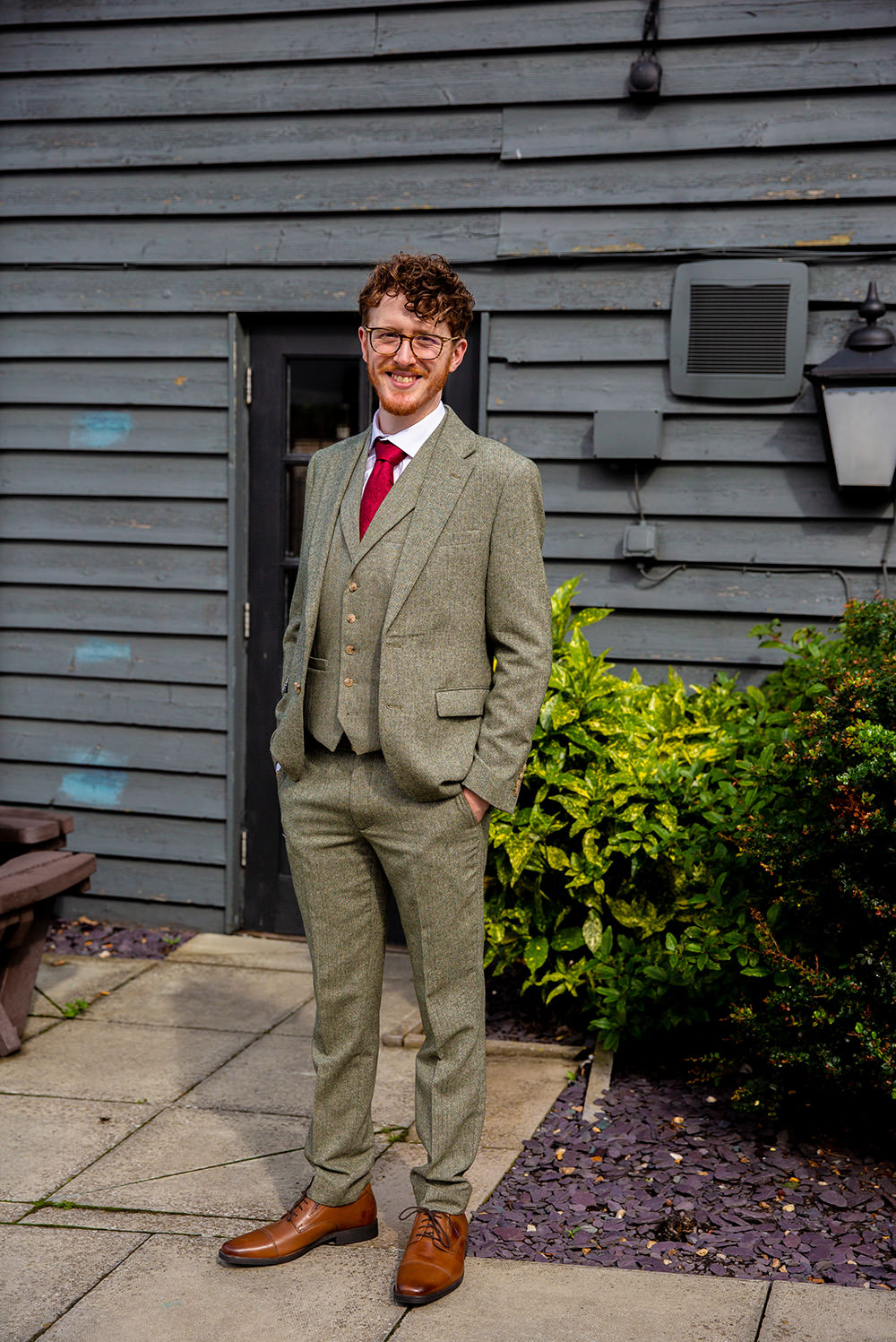 Groom Suit Red Tie Fairy Wedding Holly Driver Photography