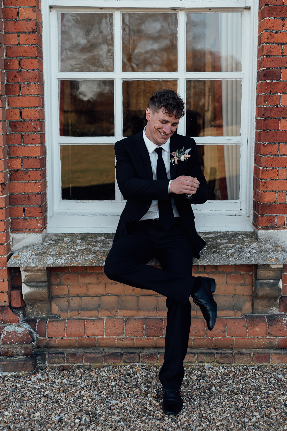 Groom Suit Black Tie Gaddesden Estate Wedding Clare Smith Photography