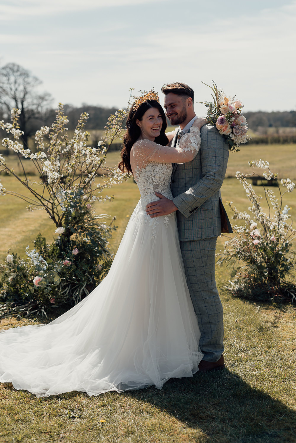 Outdoor Ceremony Field Flowers Installation Gaddesden Estate Wedding Clare Smith Photography