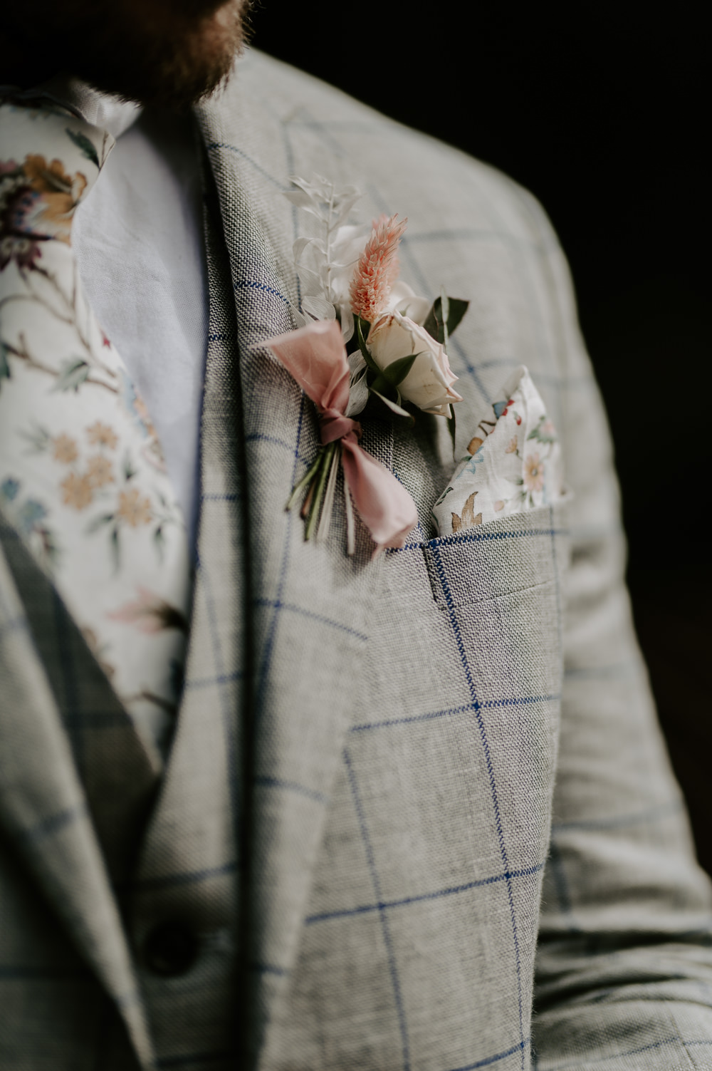 Groom Buttonhole Flowers Gaddesden Estate Wedding Laura Williams Photography