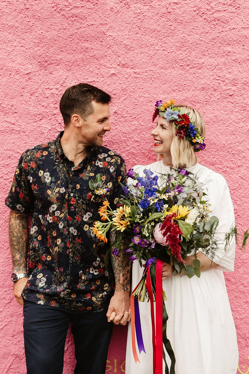 Glen Dye Wedding Emma Lawson Photography Groom Black Floral Shirt