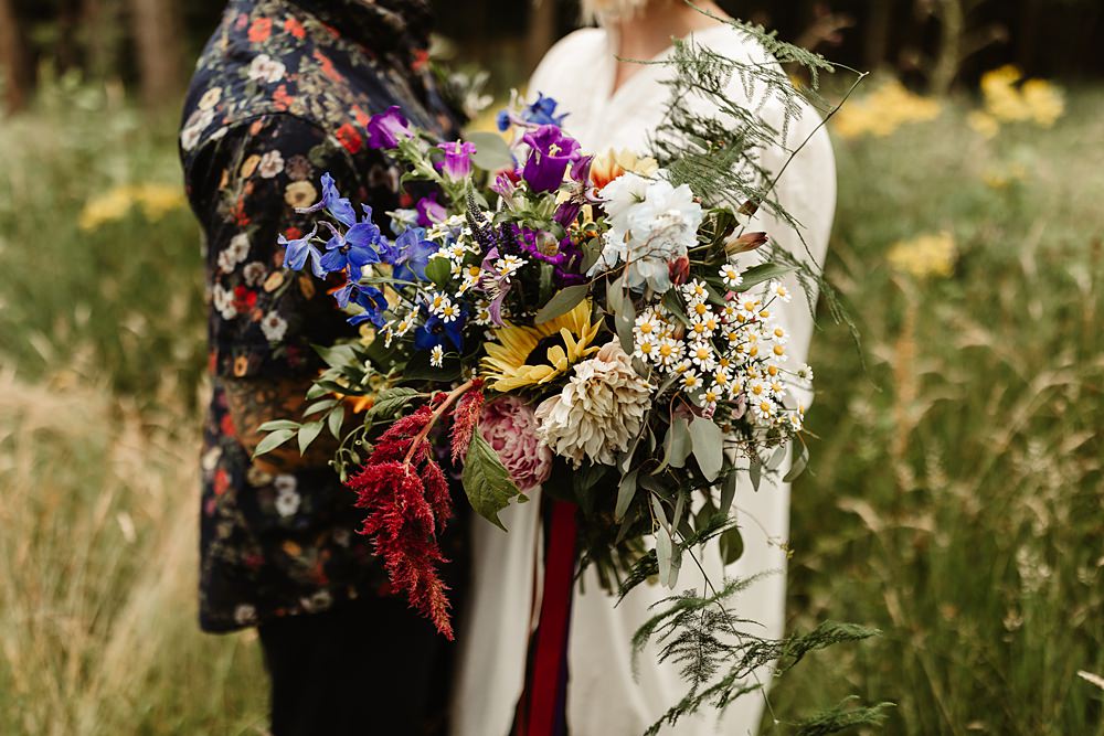 Bouquet Flowers Bride Bridal Colourful Large Wild Glen Dye Wedding Emma Lawson Photography