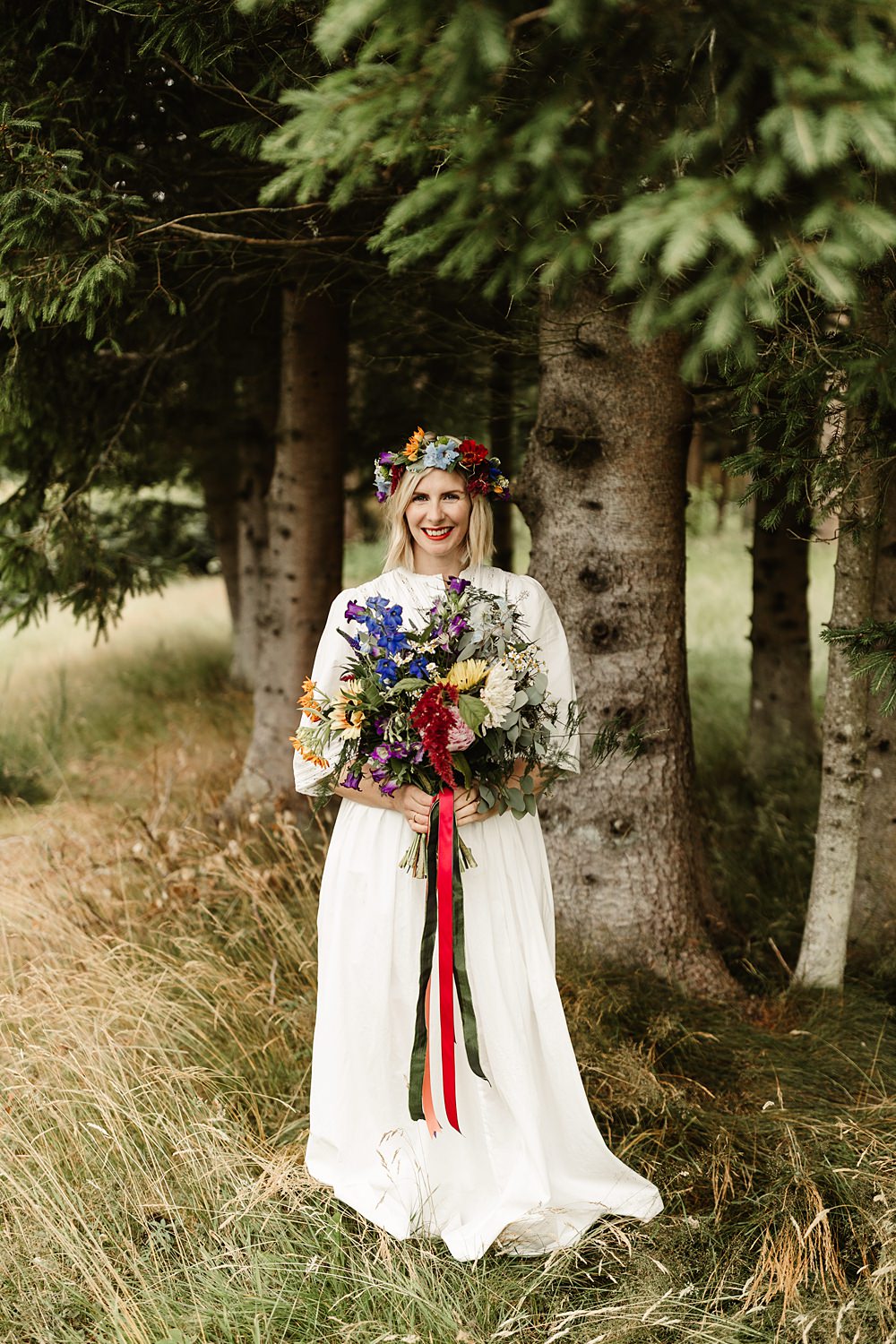 Dress Gown Bride Bridal Loose Boho Sleeves Glen Dye Wedding Emma Lawson Photography