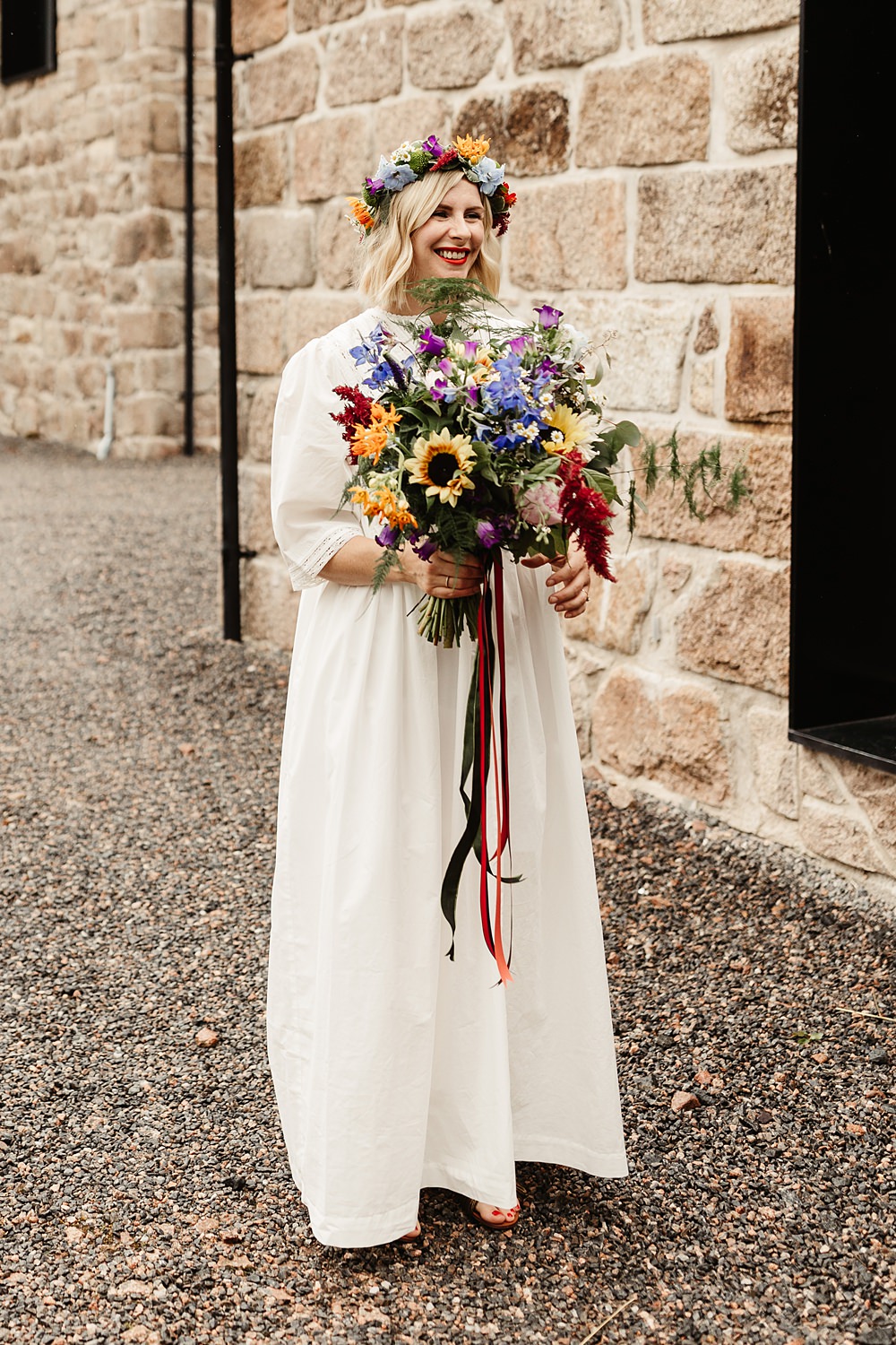 Dress Gown Bride Bridal Loose Boho Sleeves Glen Dye Wedding Emma Lawson Photography