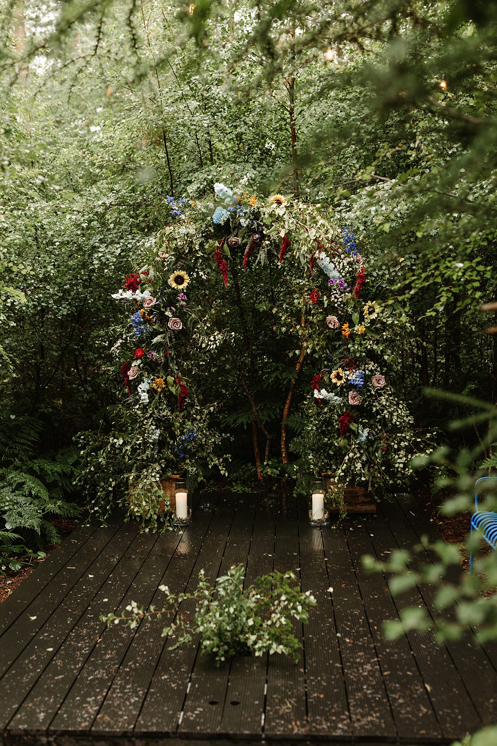 Flower Arch Woodland Ceremony Backdrop Glen Dye Wedding Emma Lawson Photography
