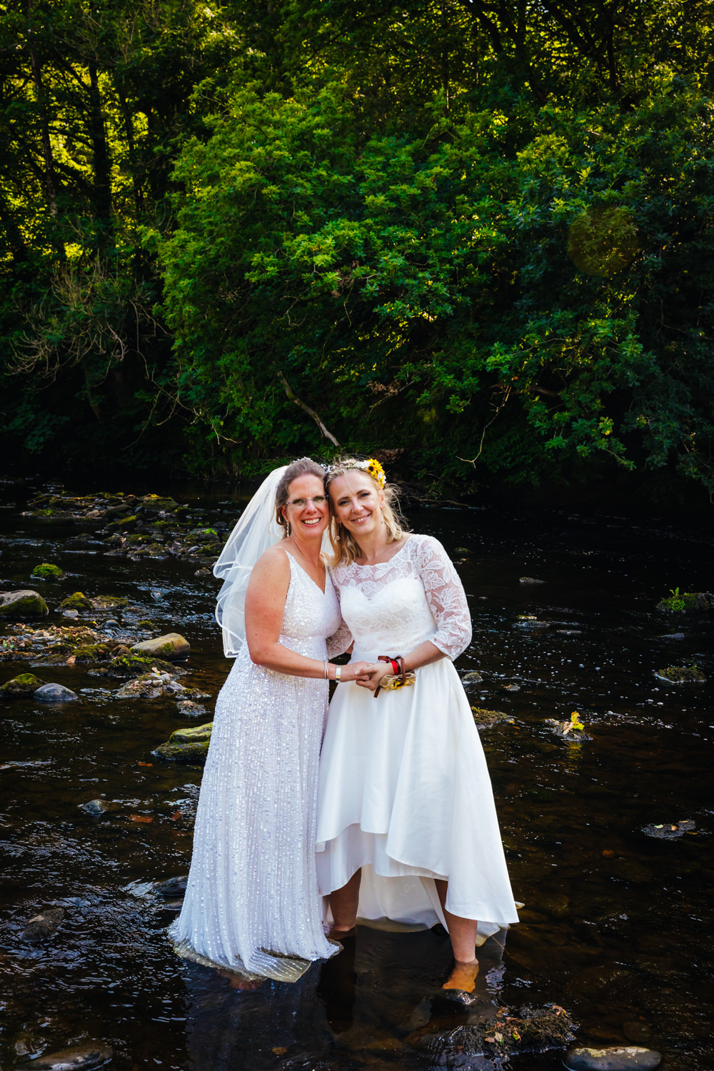 Bride Bridal Dress Gown Long Lace Sleeves Dip Hem Long Hidden River Barn Wedding Kirsty Rockett Photography