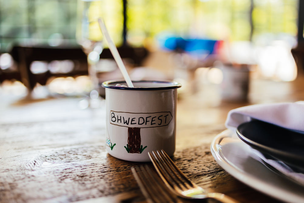 Mug Favour Enamel Hidden River Barn Wedding Kirsty Rockett Photography