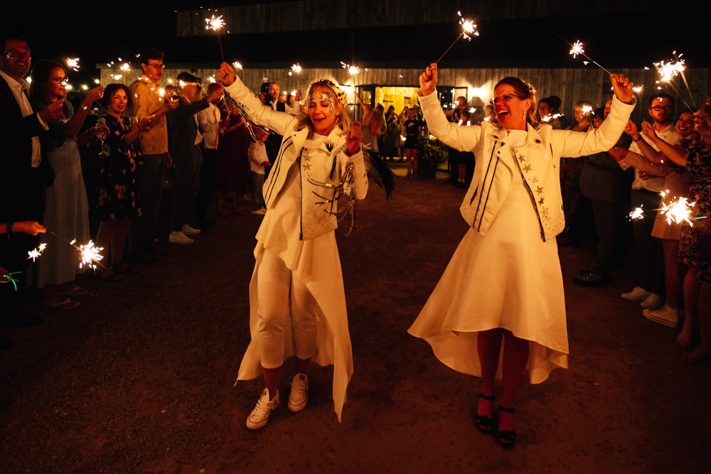 Sparklers Sparkler Exit Send Off Brides Hidden River Barn Wedding Kirsty Rockett Photography