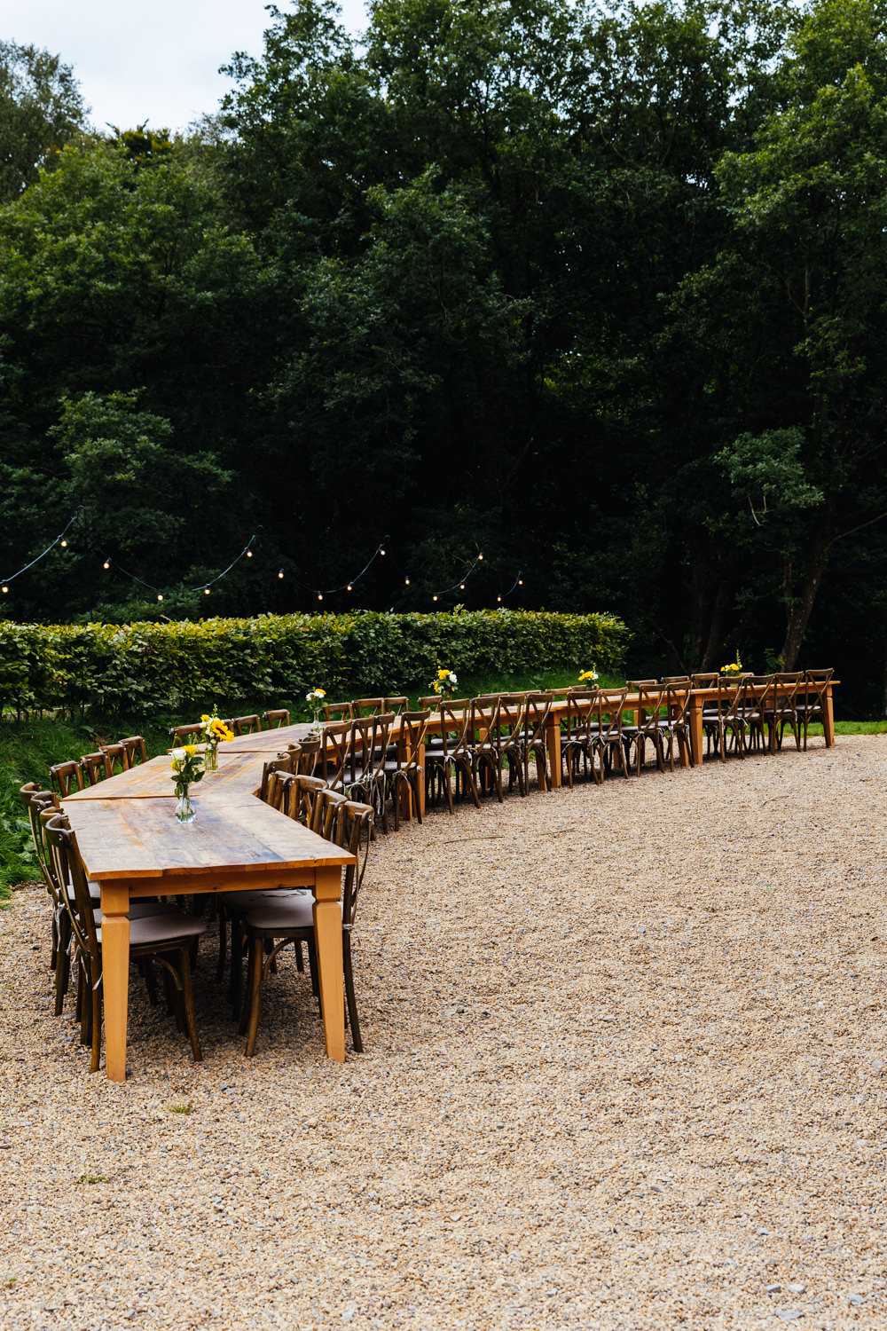 Long Curved Outdoor Table Decor Hidden River Barn Wedding Kirsty Rockett Photography