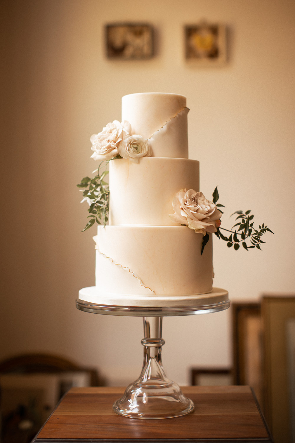 Natural Outdoor Wedding Lottie Topping Ivory Ruffle Cake Flowers Chic