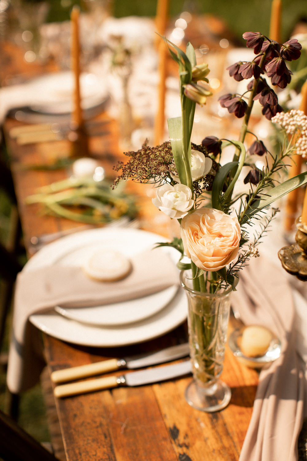 Table Decor Tablescape Flowers Candles Neutrals Vase Natural Outdoor Wedding Lottie Topping