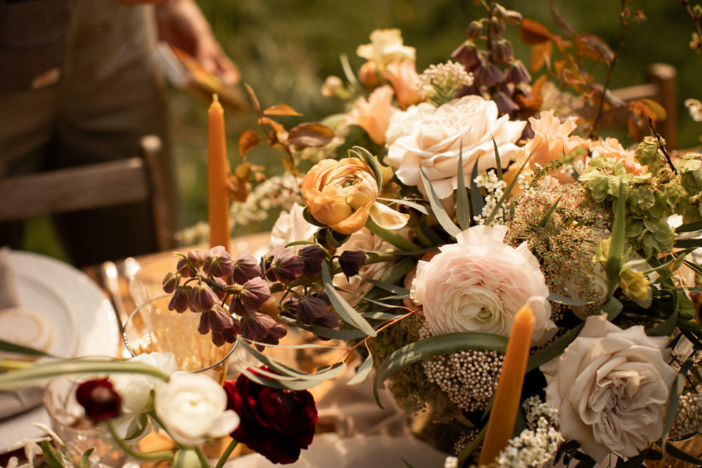 Table Decor Tablescape Flowers Candles Neutrals Natural Outdoor Wedding Lottie Topping