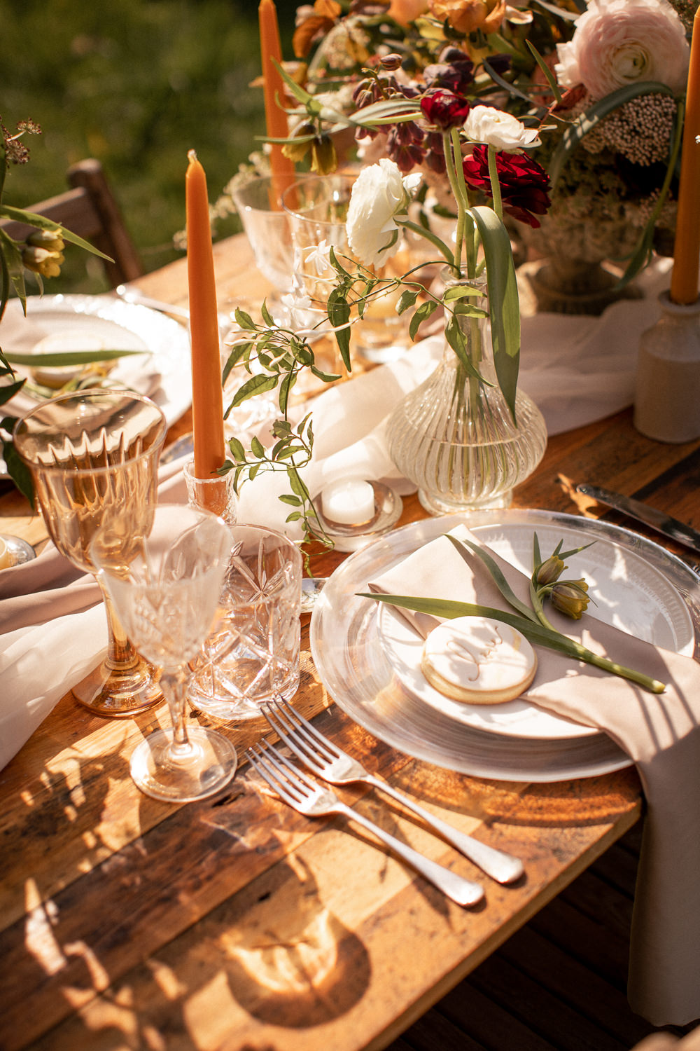 Table Decor Tablescape Flowers Candles Neutrals Natural Outdoor Wedding Lottie Topping