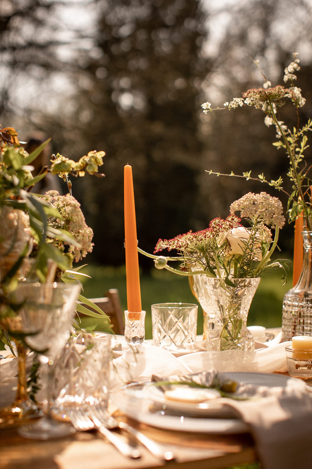 Table Decor Tablescape Flowers Candles Neutrals Natural Outdoor Wedding Lottie Topping