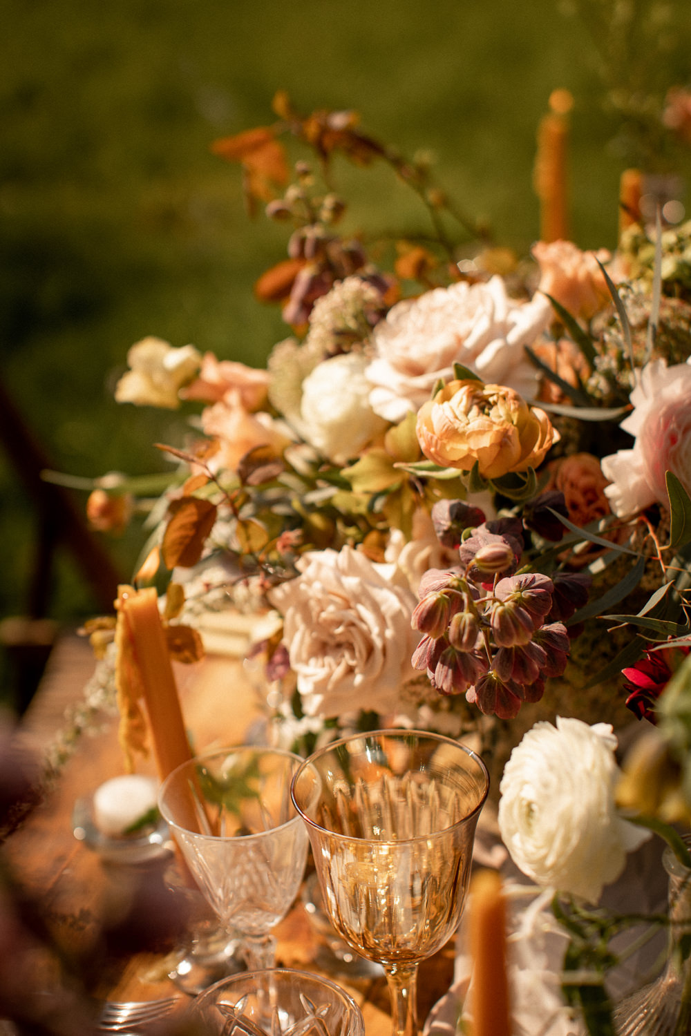 Centrepiece Flowers Wild Rose Natural Outdoor Wedding Lottie Topping