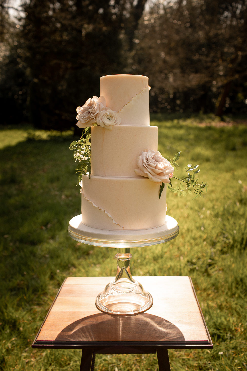 Ivory Ruffle Cake Flowers Chic Natural Outdoor Wedding Lottie Topping