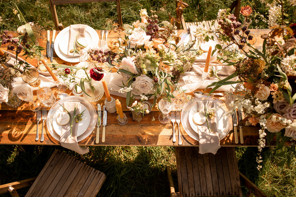 Table Decor Tablescape Flowers Candles Neutrals Natural Outdoor Wedding Lottie Topping