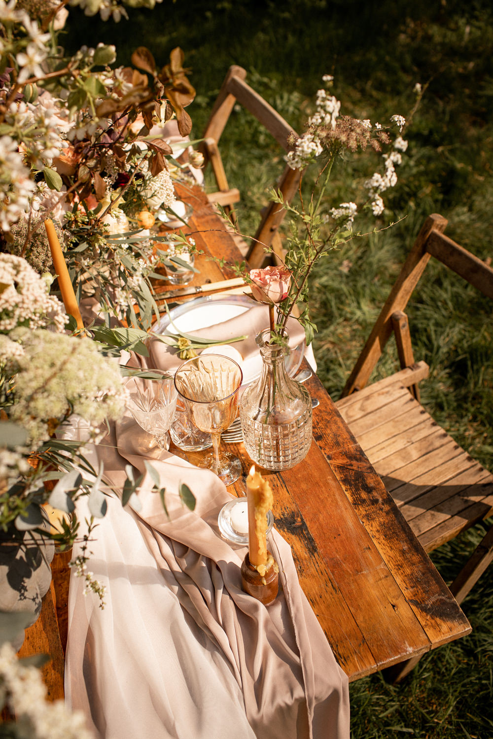 Table Decor Tablescape Flowers Candles Neutrals Natural Outdoor Wedding Lottie Topping