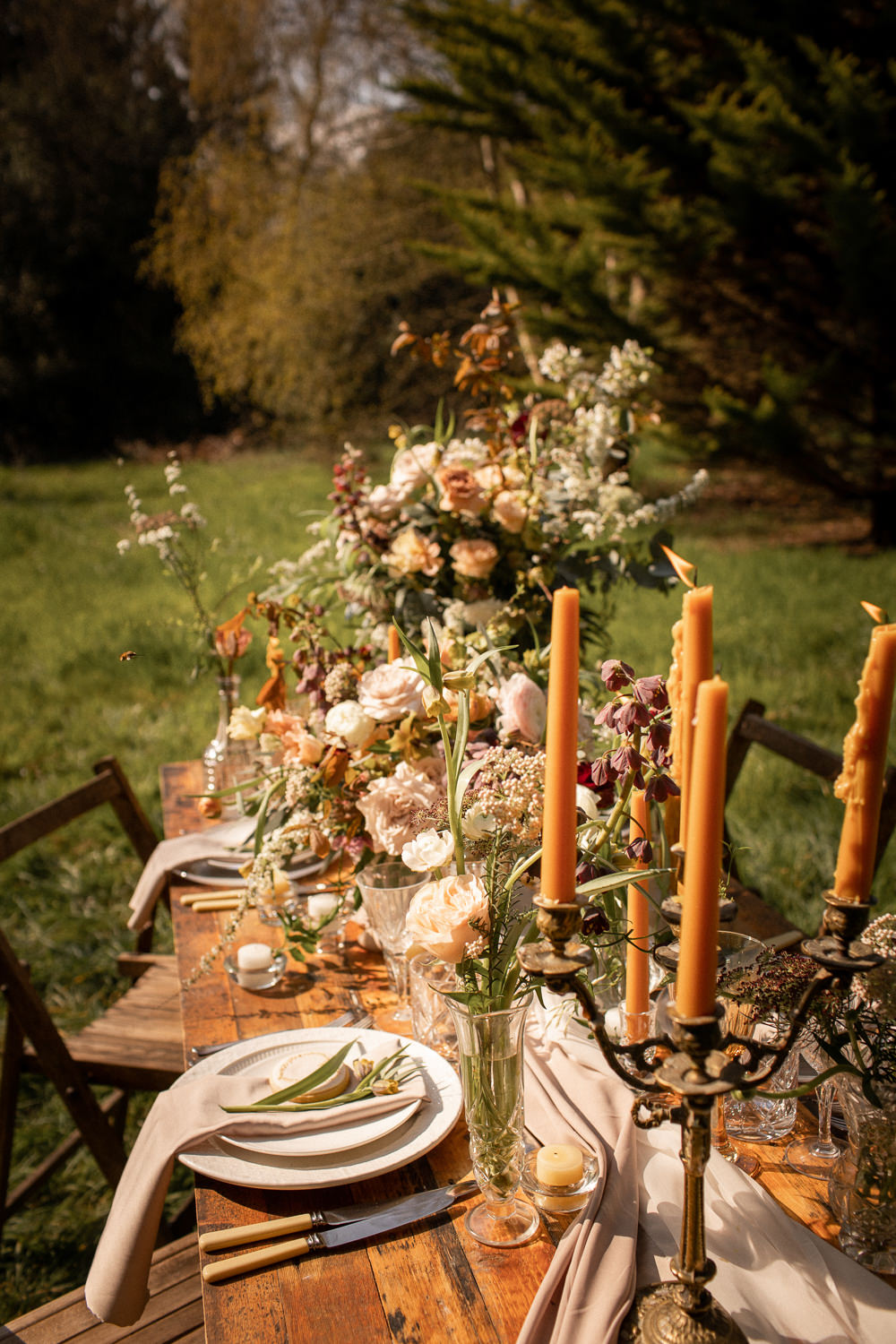 Table Decor Tablescape Flowers Candles Neutrals Natural Outdoor Wedding Lottie Topping