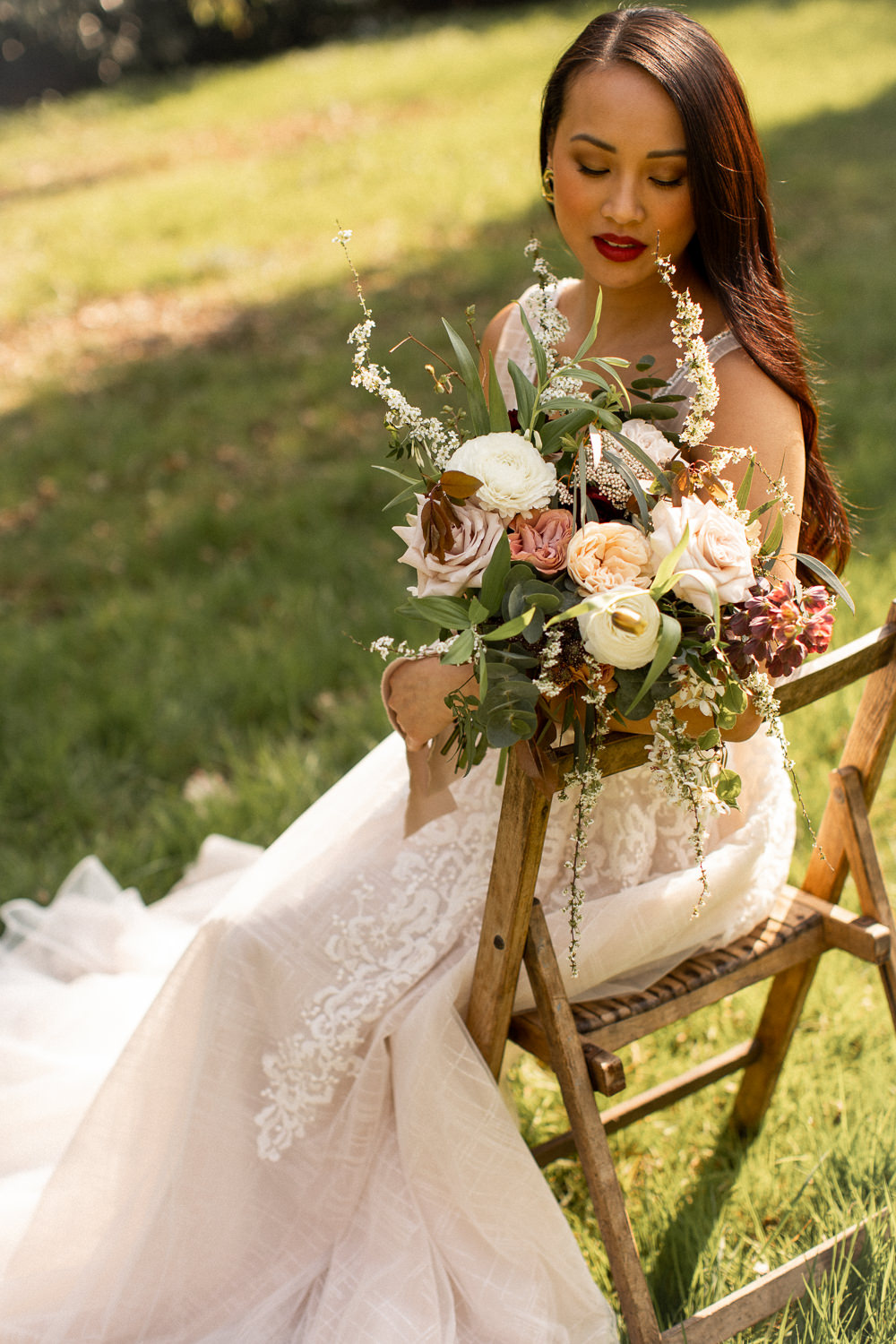 Bouquet Flowers Bride Bridal Greenery Rose Pink Ribbon Natural Outdoor Wedding Lottie Topping