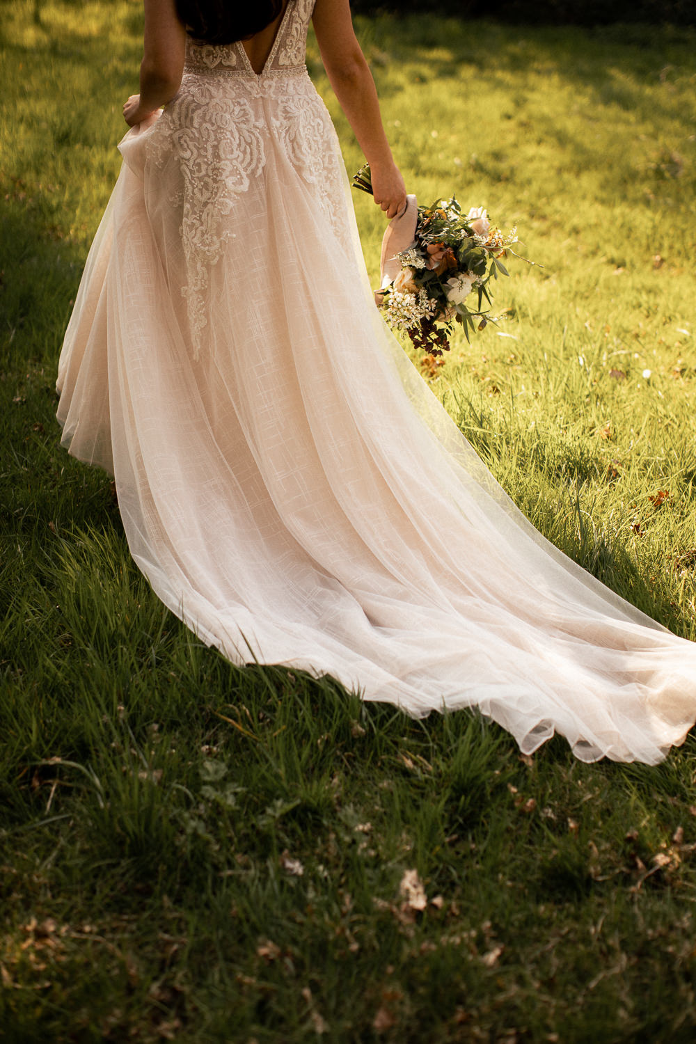Dress Gown Bride Bridal Strap Tulle Natural Outdoor Wedding Lottie Topping