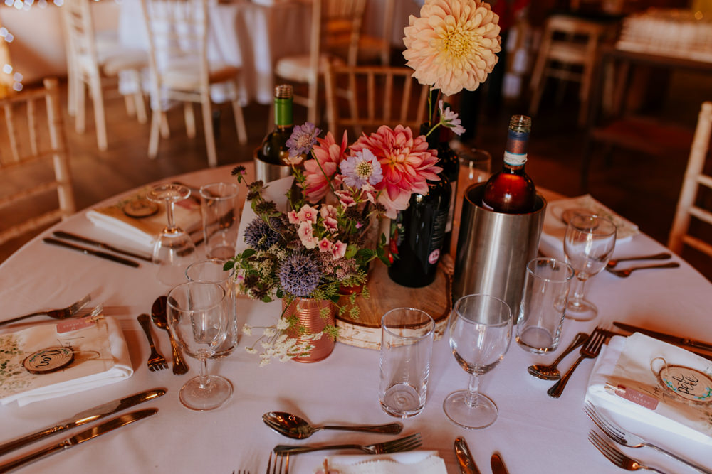 Table Centrepiece Flowers Decor Oxfordshire Pub Wedding PhotoBart