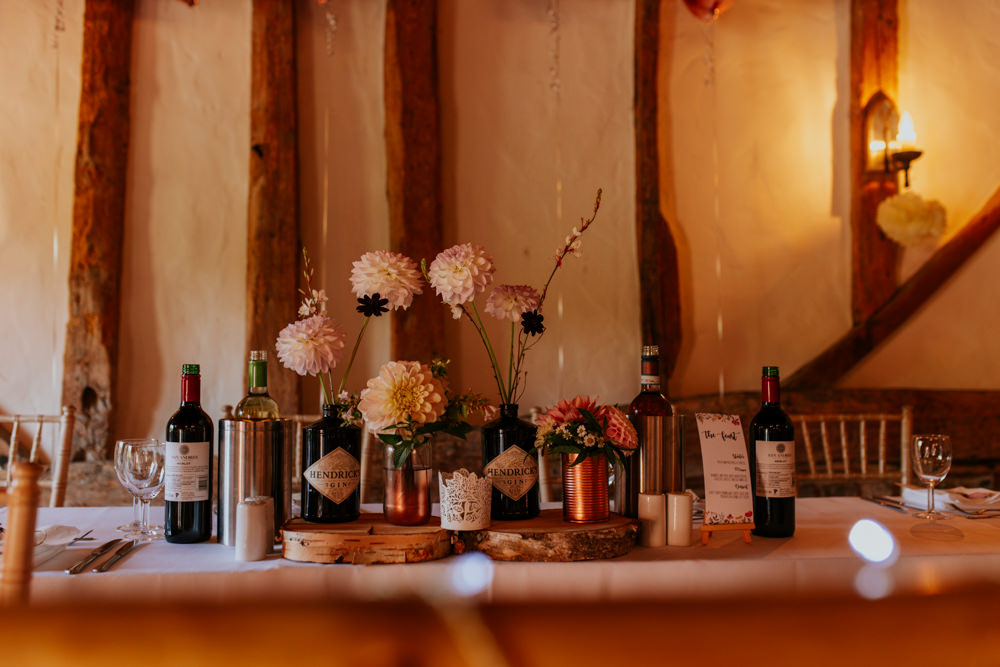 Table Centrepiece Flowers Decor Oxfordshire Pub Wedding PhotoBart