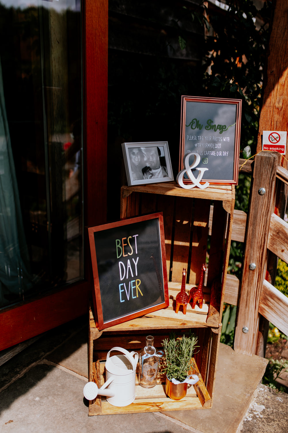 Wooden Crate Box Decor Oxfordshire Pub Wedding PhotoBart