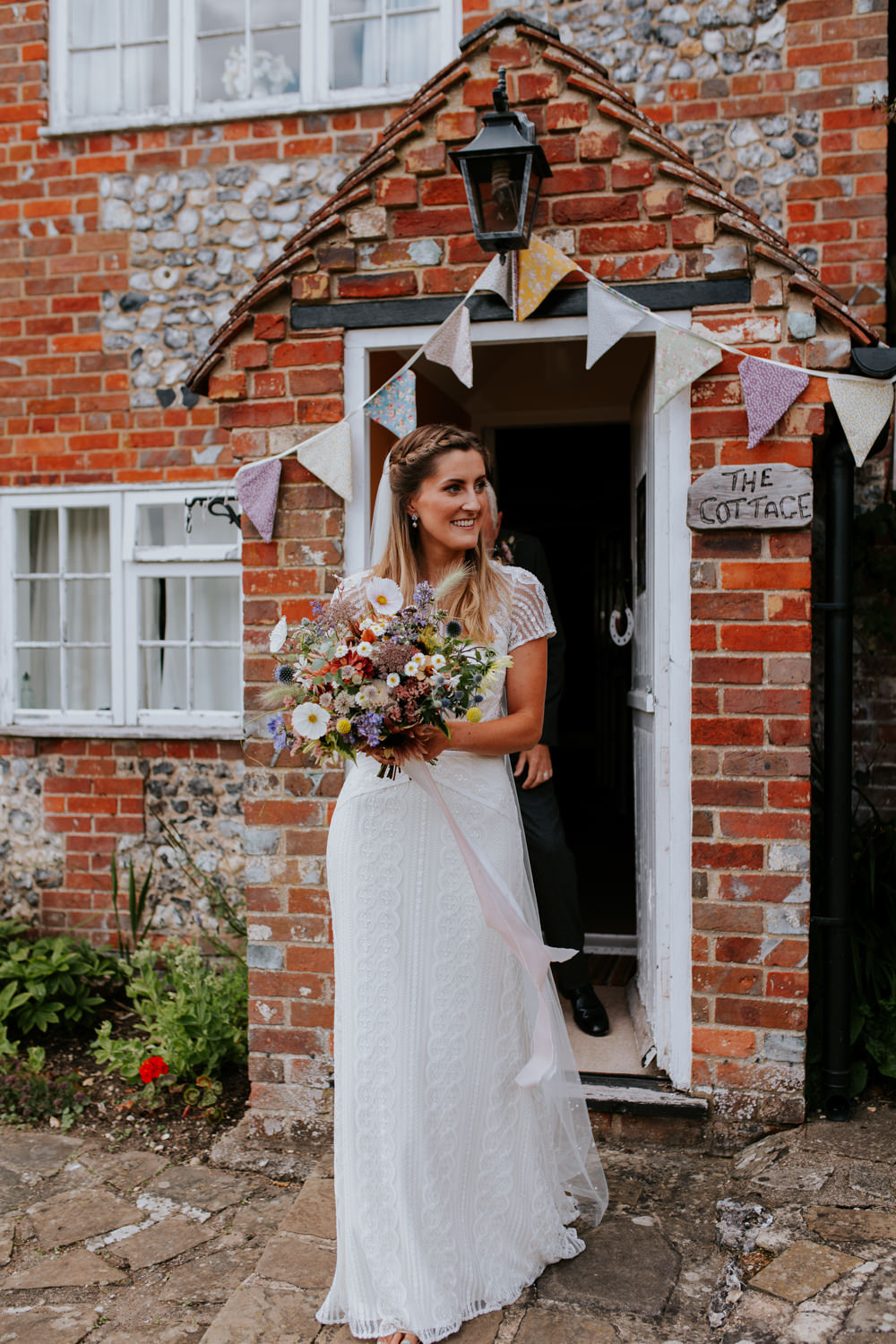 Dress Gown Bride Bridal Lace Cap Slevve Oxfordshire Pub Wedding PhotoBart