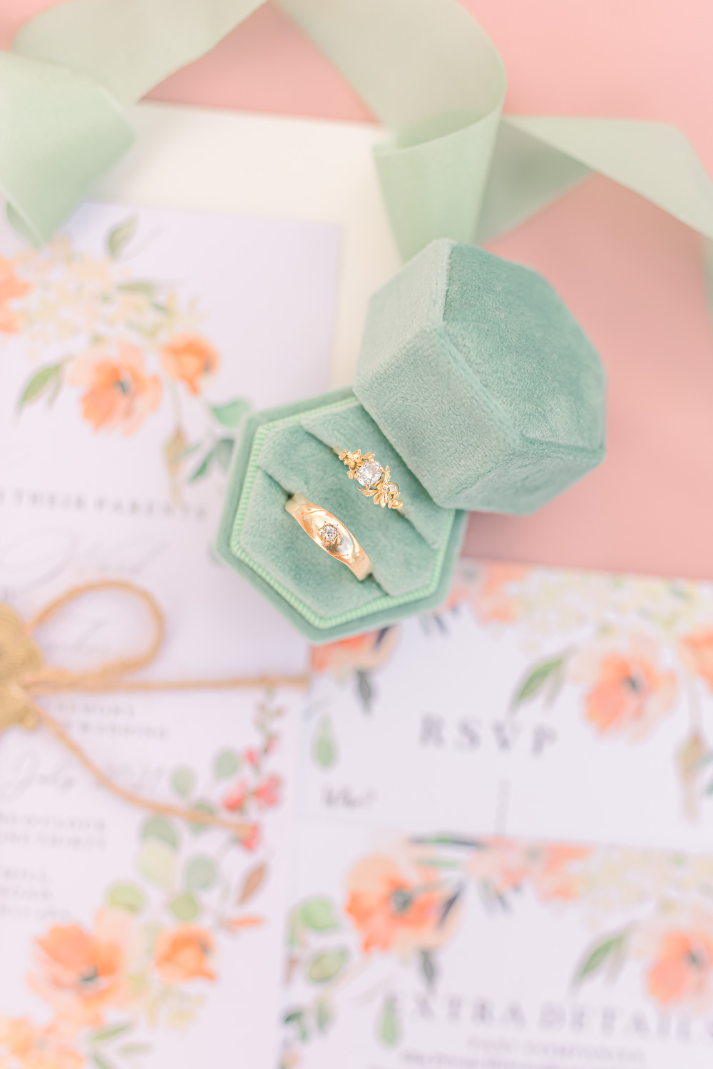Green Velvet Ring Box Rings Paper Mill Wedding Jasmine Skye Photography