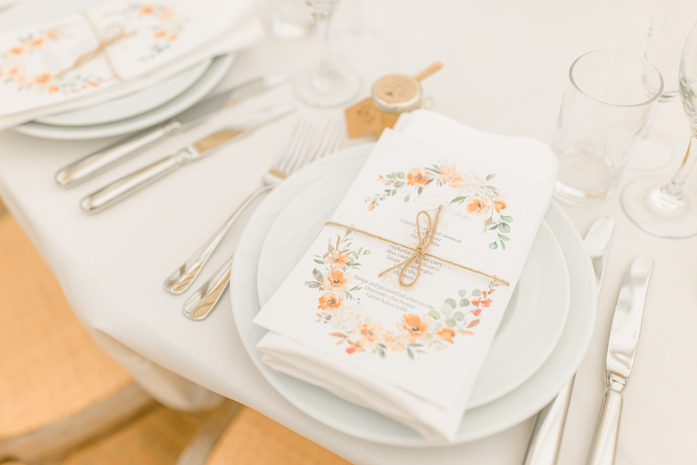 Floral Stationery Twine Place Setting Honey Favour Paper Mill Wedding Jasmine Skye Photography